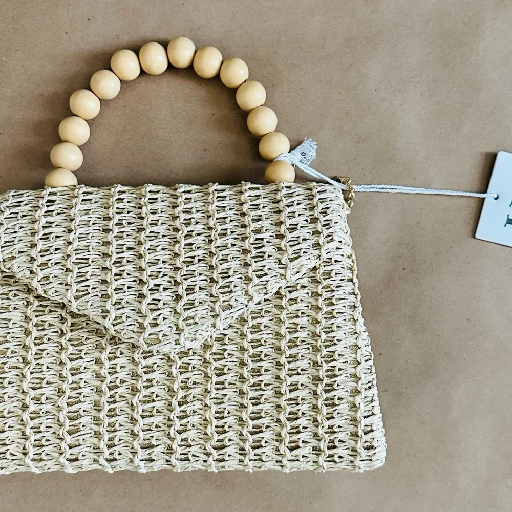 Haute Hippie Cream Textured Clutch - Picture 1 of 8